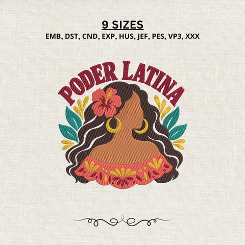 Poder Latina Embroidery Design – Latina Pride Floral Hispanic Heritage Machine Embroidery File Embroidery/Applique DESIGNS PatternFeed8 