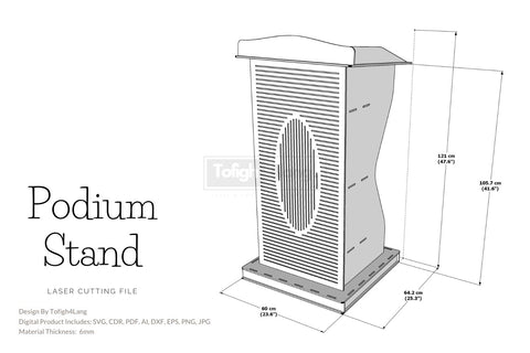 Podium Stand Laser Cut File | Modern Design for 6mm Material | Laser Cutting File SVG tofigh4lang 