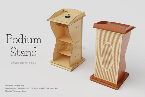 Podium Stand Laser Cut File | Modern Design for 6mm Material | Laser Cutting File SVG tofigh4lang 