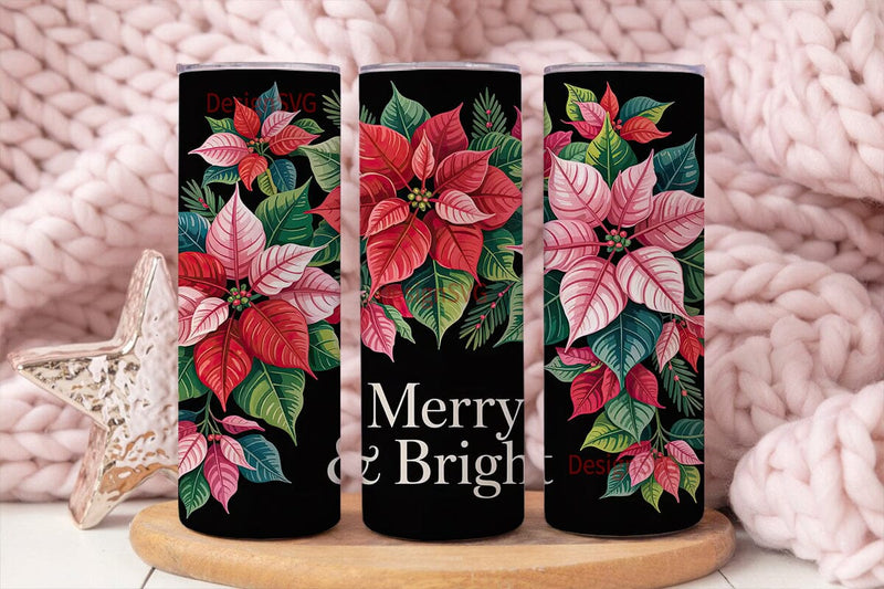 Poinsettia Christmas 20oz Tumbler Wrap Sublimation DesignSVG 