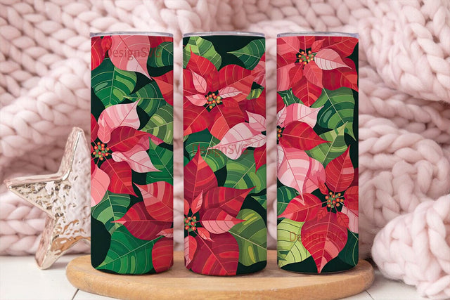 Poinsettia Christmas 20oz Tumbler Wrap Sublimation DesignSVG 