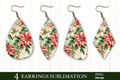Poinsettia Earring Sublimation PNG. Christmas Earring PNG Sublimation Olga Terlyanskaya 