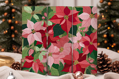 Poinsettia Floral 20oz Tumbler Wrap Sublimation DesignSVG 