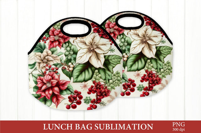 Poinsettia Lunch Bag PNG. Lunch Bag Wrap PNG Sublimation Olga Terlyanskaya 