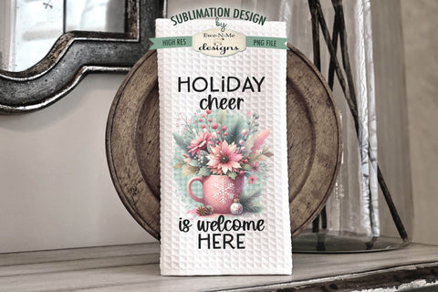 Poinsettia Mugs | Christmas Cups Kitchen Towel Sublimation Sublimation Ewe-N-Me Designs 