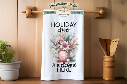Poinsettia Mugs | Christmas Cups Kitchen Towel Sublimation Sublimation Ewe-N-Me Designs 