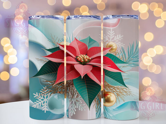 Poinsettia Snowflake Christmas Tumbler, Snowflakes Design, Christmas Wrap, Holiday Tumbler, Winter Pattern, 20oz Tumbler, Sublimation Print Sublimation SvggirlplusArt 