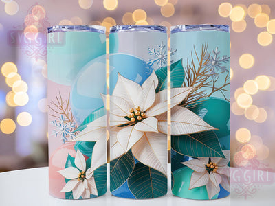 Poinsettia Snowflake Christmas Tumbler, Snowflakes Design, Christmas Wrap, Holiday Tumbler, Winter Pattern, 20oz Tumbler, Sublimation Print Sublimation SvggirlplusArt 