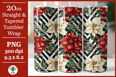 Poinsettia Tumbler Wrap | Christmas Tumbler Sublimation Sublimation B Renee Design 
