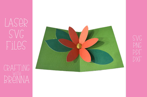 Poisettia Pop Up Greeting Card Laser SVG File SVG Crafting With Brenna 