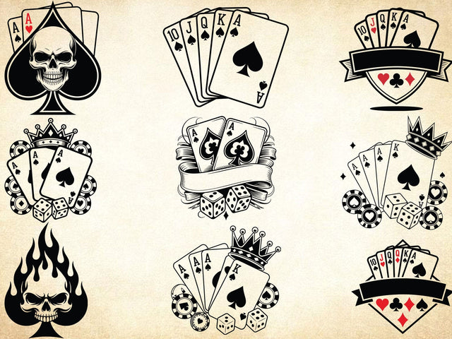 Poker Cards Crown Svg, Royal Flush Clipart, Royal Flush Split Name, Card Svg SVG Creativeart88 
