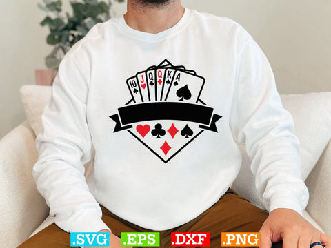 Poker Cards Crown Svg, Royal Flush Clipart, Royal Flush Split Name, Card Svg SVG Creativeart88 