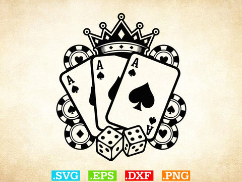 Poker Cards Crown Svg, Royal Flush Clipart, Royal Flush Split Name, Card Svg SVG Creativeart88 