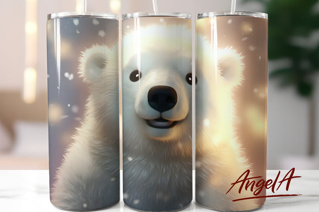 polar baby bear tumbler / winter baby animal / bear tumbler Sublimation Angelina Semenova 