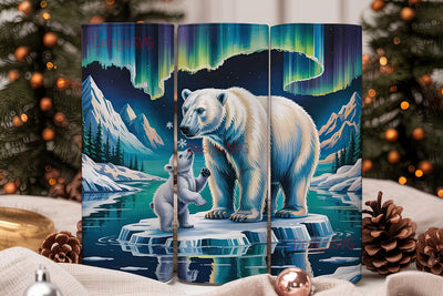 Polar Bear Aurora 20oz Tumbler Wrap Sublimation DesignSVG 