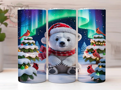 Polar Bear Aurora Christmas Tumbler, Aurora Northern Lights Sublimation Design, Festive Polar Bear Art, 20oz Holiday Tumbler, Whimsical Bear Mug, Stylish Christmas Cup, Cozy Aurora Wrap Sublimation Lara' s Designs 