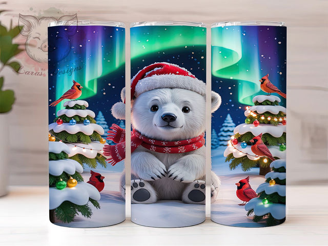 Polar Bear Aurora Christmas Tumbler, Aurora Northern Lights Sublimation Design, Festive Polar Bear Art, 20oz Holiday Tumbler, Whimsical Bear Mug, Stylish Christmas Cup, Cozy Aurora Wrap Sublimation Lara' s Designs 