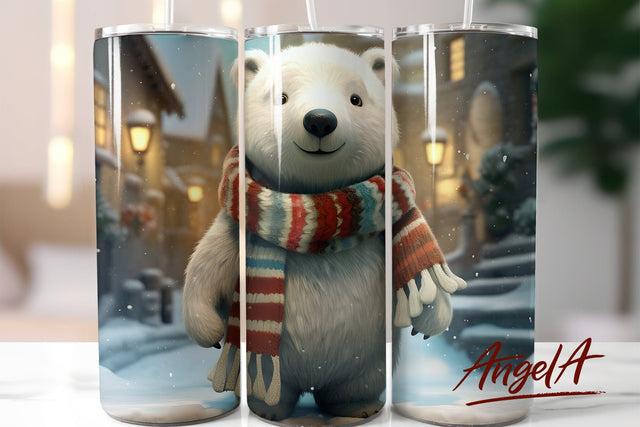 Polar bear cartoon / bear tumbler / christmas tumbler wrap Sublimation Angelina Semenova 