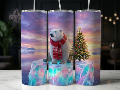 Polar Bear Christmas 20oz Tumbler, Polar Bear Xmas, Polar Bear Tumbler, Christmas Polar Bear, Polar Bear PNG, Christmas Bear PNG, Polar Bear Sublimate, 20oz Tumbler Wrap Sublimation SvggirlplusArt 