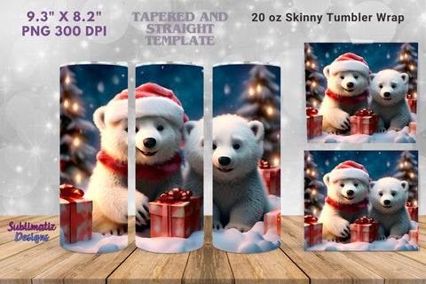 Polar Bear Christmas Tumbler Wrap | Christmas Tumbler Wrap 20 oz Skinny Straight & Tapered Sublimation Design Sublimation Sublimatiz Designs 
