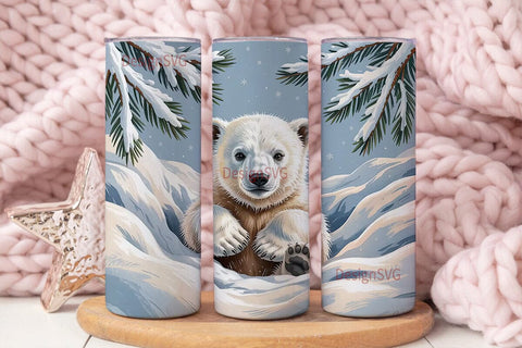 Polar Bear Cub 20oz Tumbler Wrap Sublimation DesignSVG 