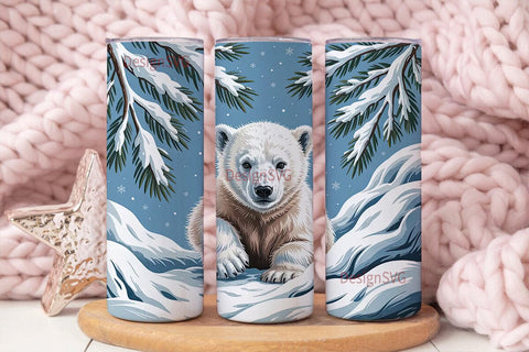 Polar Bear Cub 20oz Tumbler Wrap Sublimation DesignSVG 