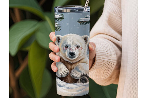 Polar Bear Cub 20oz Tumbler Wrap Sublimation DesignSVG 