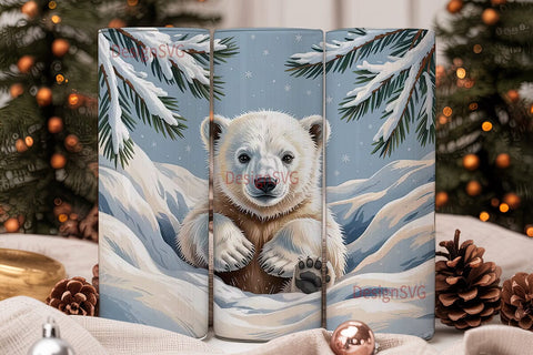 Polar Bear Cub 20oz Tumbler Wrap Sublimation DesignSVG 