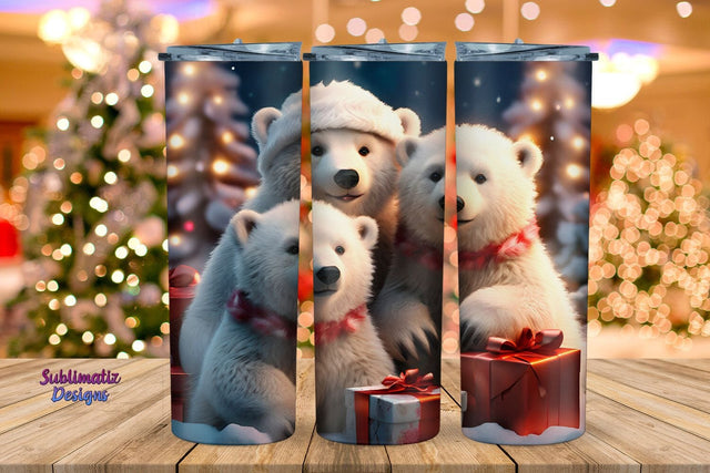 Polar Bear Family Christmas Tumbler Wrap | Christmas Tumbler Wrap 20 oz Skinny Straight & Tapered Sublimation Design Sublimation Sublimatiz Designs 