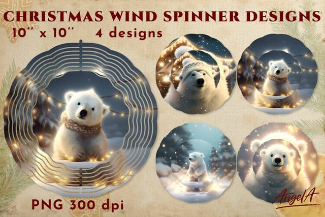 Polar bear illustrations / Bear wind spinner bundle Sublimation Angelina Semenova 