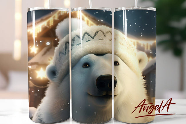 Polar bear PNG / bear tumbler / christmas tumbler wrap 20 oz Sublimation Angelina Semenova 