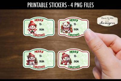 Polar Bear Printable Gift Tag Stickers | Printable Stickers Sublimation Ewe-N-Me Designs 