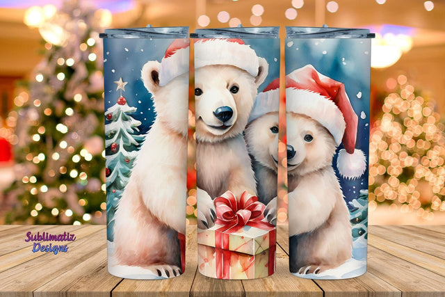 Polar Bear Skinny Tumbler Wrap | 20 oz Skinny Tumbler Wrap Sublimation Christmas Design Sublimation Sublimatiz Designs 