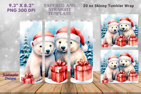 Polar Bear Tumbler Wrap Christmas | Christmas Tumbler Wrap 20 oz Skinny Straight & Tapered Sublimation Design Sublimation Sublimatiz Designs 