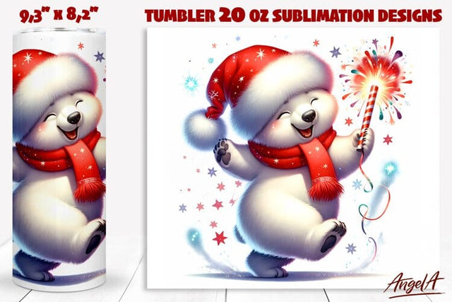Polar bear tumbler wrap sublimation, Christmas animal images Sublimation Angelina Semenova 
