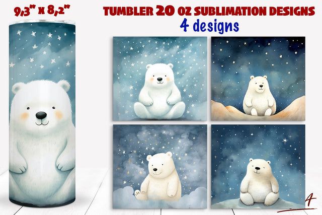 Polar bear tumbler wrap sublimation, Christmas animal images Sublimation Angelina Semenova 