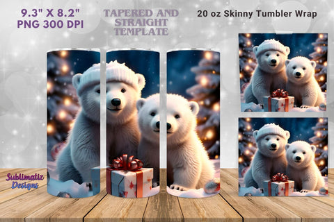 Polar Bear Tumbler Wrap Sublimation Christmas | Christmas Tumbler Wrap 20 oz Skinny Straight & Tapered Sublimation Design Sublimation Sublimatiz Designs 