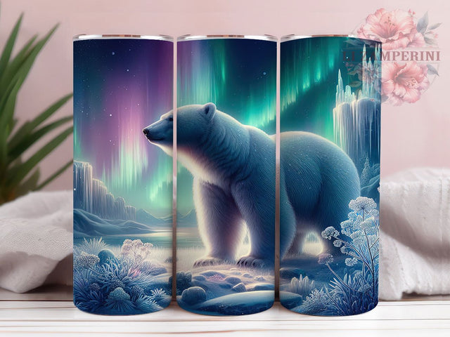 Polar Bear Winter Scene Christmas Tumbler, Holiday Polar Bear Sublimation Design, Festive Cup Art, 20oz Xmas Tumbler, Whimsical Polar Bear Mug, Stylish Christmas Cup, Cozy Winter Wrap Sublimation Li Zamperini 