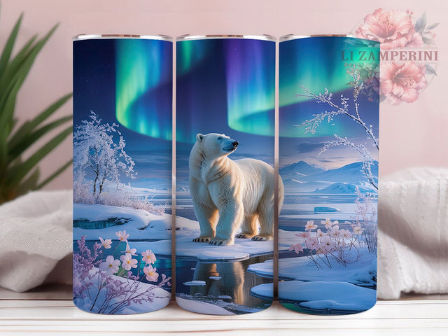 Polar Bear Winter Scene Christmas Tumbler, Holiday Polar Bear Sublimation Design, Festive Cup Art, 20oz Xmas Tumbler, Whimsical Polar Bear Mug, Stylish Christmas Cup, Cozy Winter Wrap Sublimation Li Zamperini 