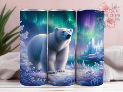 Polar Bear Winter Scene Christmas Tumbler, Holiday Polar Bear Sublimation Design, Festive Cup Art, 20oz Xmas Tumbler, Whimsical Polar Bear Mug, Stylish Christmas Cup, Cozy Winter Wrap Sublimation Li Zamperini 