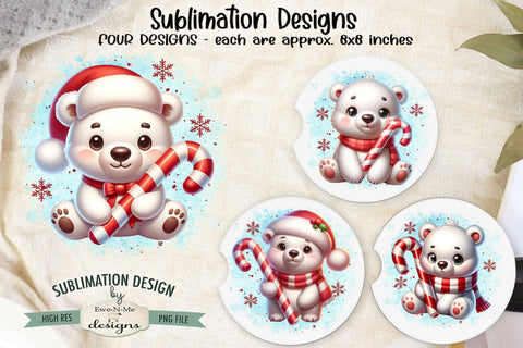 Polar Bears Candy Canes Sublimation Designs | Christmas PNG Sublimation Ewe-N-Me Designs 