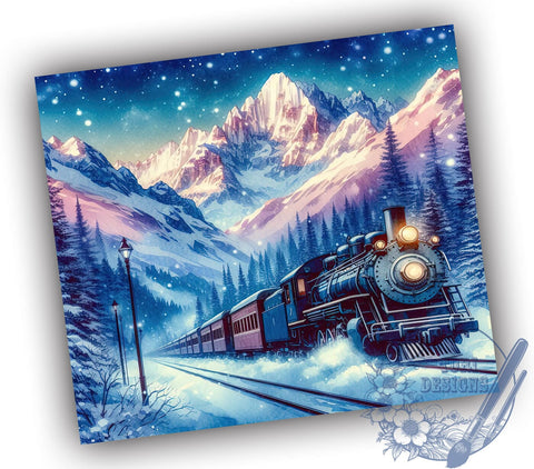 Polar Express Blue Train 20oz Skinny Tumbler, Christmas Tumbler Png, Straight & Tapered Tumbler Wrap, Instant Digital Download Sublimation ToriDesigns 