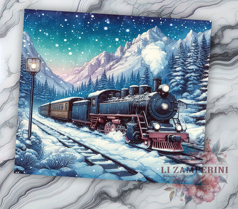Polar Express Blue Train Christmas 20oz Tumbler Wrap PNG, Blue Train Tumbler Png, Straight & Tapered Tumbler Wrap, Instant Digital Download Sublimation Li Zamperini 
