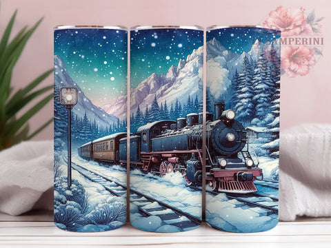 Polar Express Blue Train Christmas 20oz Tumbler Wrap PNG, Blue Train Tumbler Png, Straight & Tapered Tumbler Wrap, Instant Digital Download Sublimation Li Zamperini 