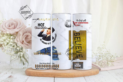 Polar Express Christmas 20 oz Skinny Tumbler Sublimation Designs, Ho Christmas Tumbler Wrap PNG Sublimation sassyprint 