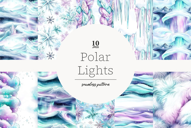 Polar Lights Paper | Winter Seamless Pattern Digital Pattern GlamArtZhanna 