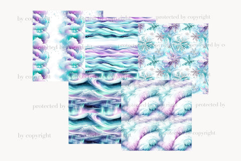 Polar Lights Paper | Winter Seamless Pattern Digital Pattern GlamArtZhanna 