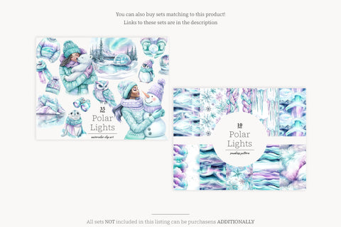 Polar Lights Paper | Winter Seamless Pattern Digital Pattern GlamArtZhanna 