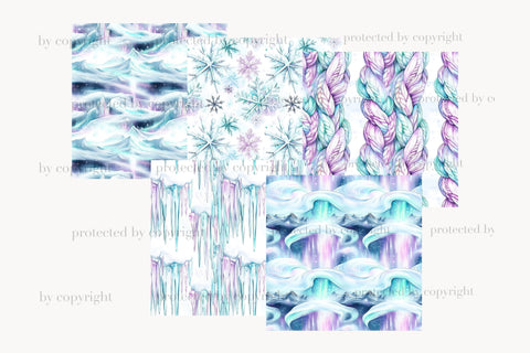 Polar Lights Paper | Winter Seamless Pattern Digital Pattern GlamArtZhanna 