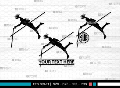 Pole Vault Monogram, Pole Vault Silhouette, Pole Vault SVG, Sports Svg, Pole Vault Event Svg, Women Pole Vault Svg, Pole jumping Svg, Pole vaulter Svg, SB00573 SVG ETC Craft 